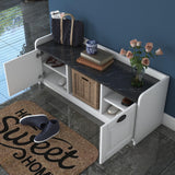 Pantofar cu taburet Tadic, Alb, 120 x 45 x 40 cm