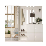 Pantofar Curier cu oglinda si 4 compartimente, Alb, 187 x 180 x 38 cm