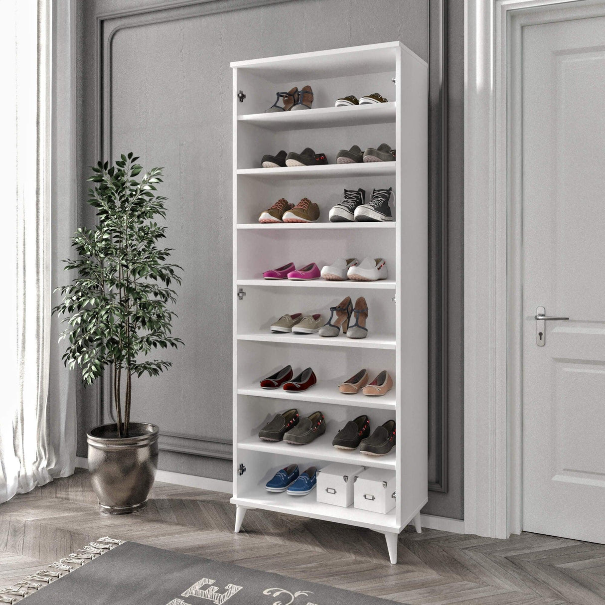 Pantofar Dante, Alb, 37x190x70 cm