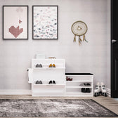 Pantofar Mamaia cu bancuta si suport umbrela , Alb, 130 x 80 x 31 cm