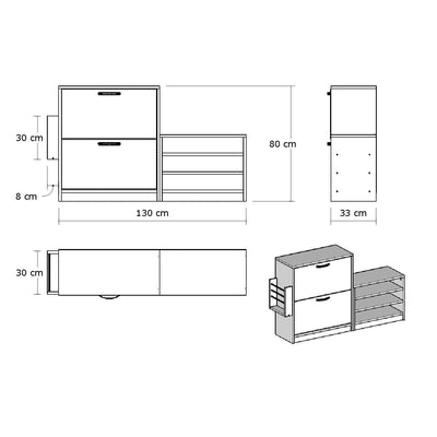 Pantofar Mamaia cu bancuta si suport umbrela , Alb, 130 x 80 x 31 cm