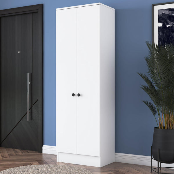 Pantofar Vivre cu 6 rafturi, Alb - Nuc, 60x183x38 cm