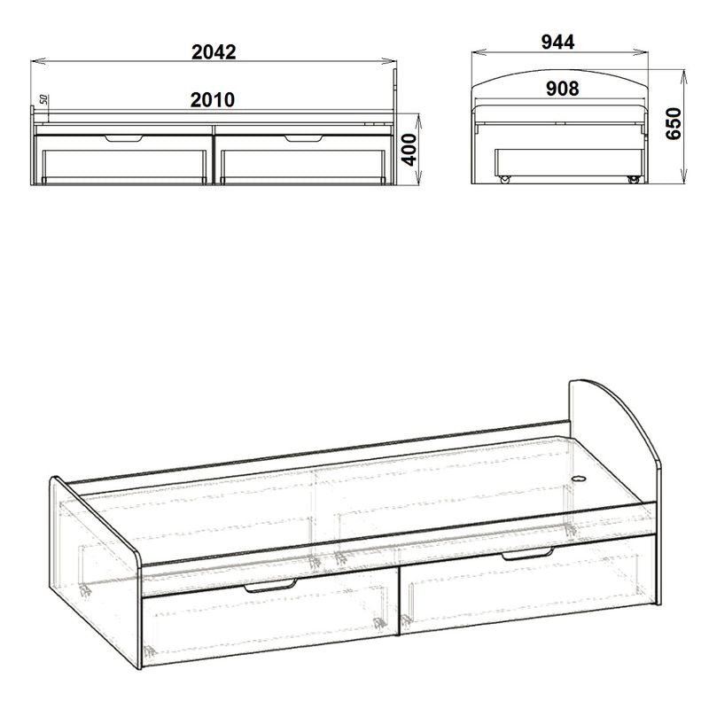 Pat 1 persoana cu spatiu de depozitare, Regan, Alb, 90x200 cm, detaliu produs