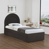 Pat Arcuate din stofa boucle, cu pat glisant, Bej, 90x200 cm - Antracit
