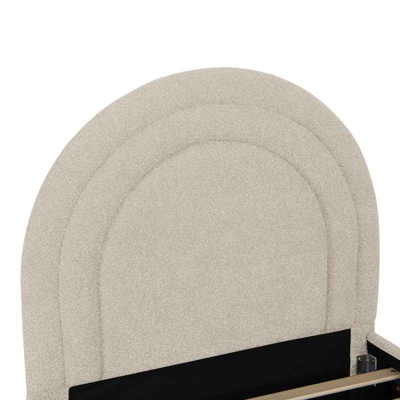 Pat Arcuate din stofa boucle, cu pat glisant, Bej, 90x200 cm - Bej