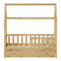 Pat bebe Bendina de tip Montessori cu sertar din lemn de pin, Natural, 70x140 cm, foto produs