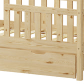 Pat bebe Bendina de tip Montessori cu sertar din lemn de pin, Natural, 70x140 cm, foto produs 7