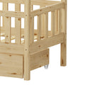 Pat bebe Bendina de tip Montessori cu sertar din lemn de pin, Natural, 70x140 cm, foto produs 8