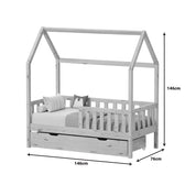 Pat bebe Bendina de tip Montessori cu sertar din lemn de pin, Natural, 70x140 cm, foto produs 10