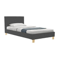 Pat confortabil Nevil cu picioare din lemn, Stil Modern, Material Textil Antracit, Dimensiuni 90x190cm