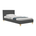 Pat confortabil Nevil cu picioare din lemn, Stil Modern, Material Textil Antracit, Dimensiuni 90x190cm