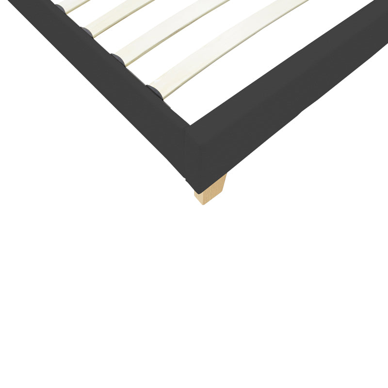 Pat confortabil Nevil cu picioare din lemn, Stil Modern, Material Textil, Gri - Natural, 90x190 cm