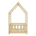 Pat copii Bambie cu balustrada tip Montessori din lemn de pin, Natural, 70x140 cm, perspectiva suplimentara