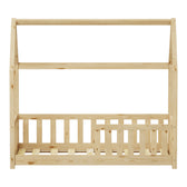 Pat copii Bambie cu balustrada tip Montessori din lemn de pin, Natural, 70x140 cm, foto produs
