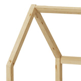 Pat copii Bambie cu balustrada tip Montessori din lemn de pin, Natural, 70x140 cm