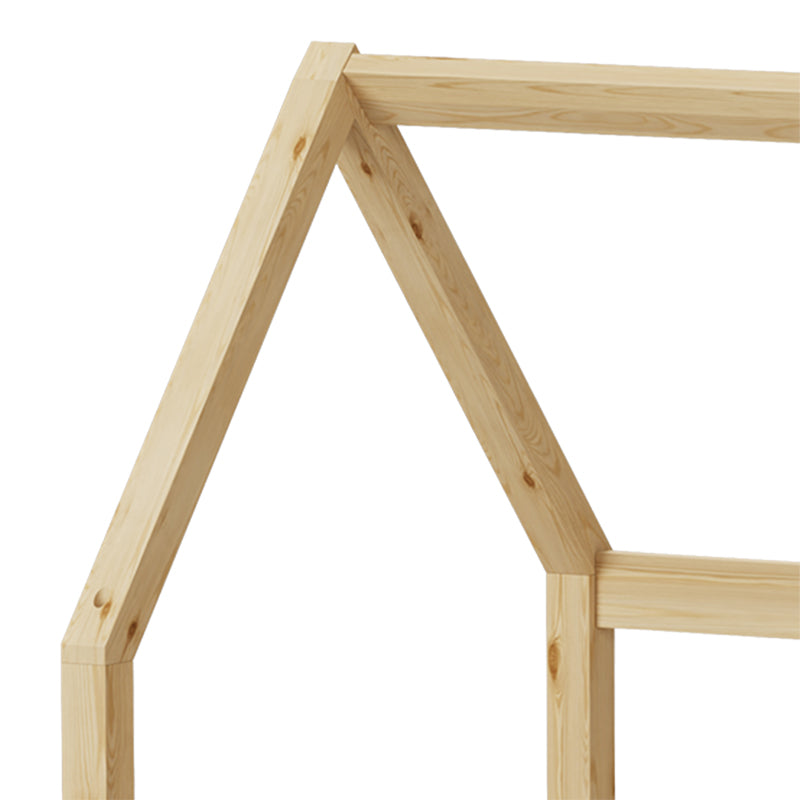 Pat copii Bambie cu balustrada tip Montessori din lemn de pin, Natural, 70x140 cm, foto produs 6