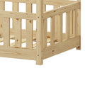 Pat copii Bambie cu balustrada tip Montessori din lemn de pin, Natural, 70x140 cm, foto produs 7
