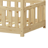 Pat copii Bambie cu balustrada tip Montessori din lemn de pin, Natural, 70x140 cm, foto produs 7