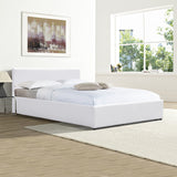Pat cu spatiu de depozitare Dellia, Imitatie piele, Negru, 120x200 cm - Alb