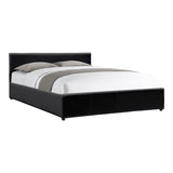 Pat cu spatiu de depozitare Dellia, Alb, 150x200 cm - Negru