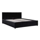 Pat cu spatiu de depozitare Dellia, Alb, 150x200 cm - Negru