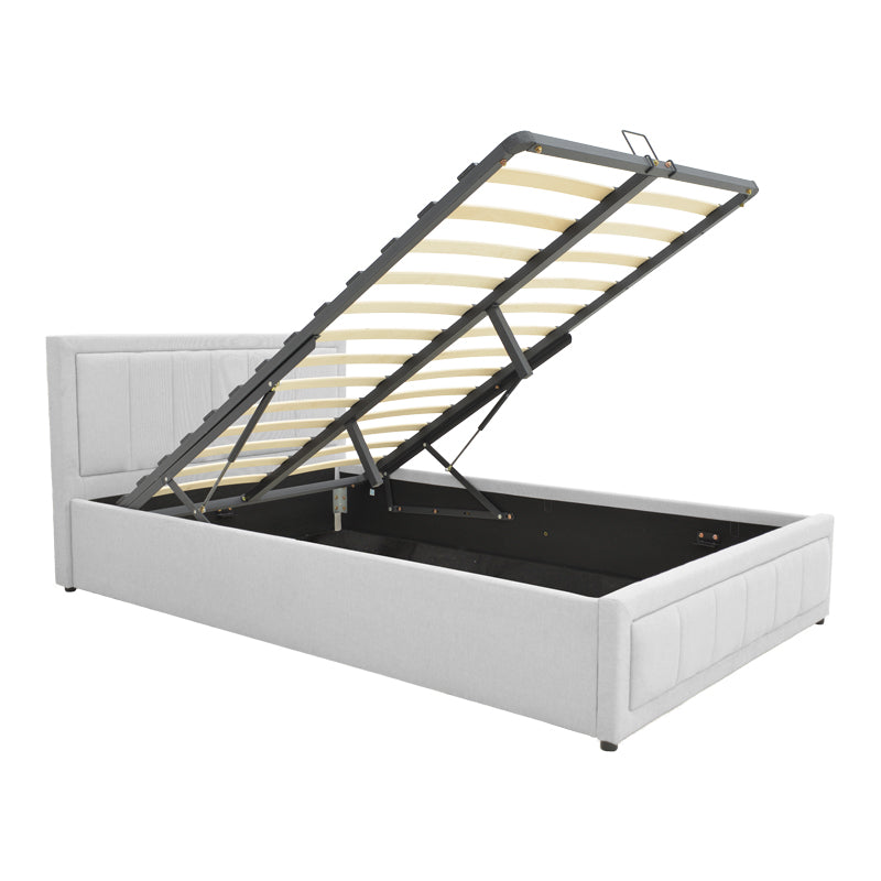 Pat cu spatiu de depozitare Huga, Gri, 160x200 cm - Gri