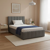 Pat cu spatiu de depozitare Snuggle, Catifea, Antracit, 120x200 cm - Antracit