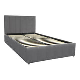 Pat cu spatiu de depozitare Snuggle, Catifea, Antracit, 120x200 cm - Antracit