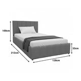 Pat cu spatiu de depozitare Snuggle, Catifea, Antracit, 120x200 cm - Antracit