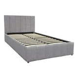 Pat cu spatiu de depozitare Snuggle, Catifea, Antracit, 120x200 cm - Gri
