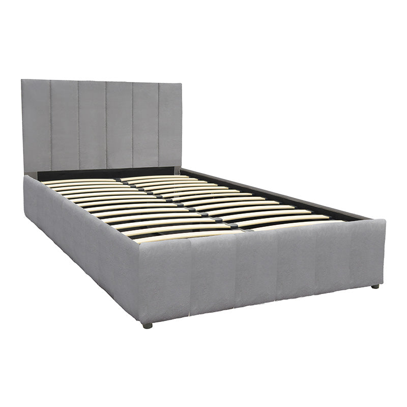 Pat cu spatiu de depozitare Snuggle, Catifea, Antracit, 120x200 cm - Gri