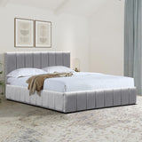 Pat cu spatiu de depozitare Snuggle, Catifea, Antracit - Gri, 160x200 cm - Gri