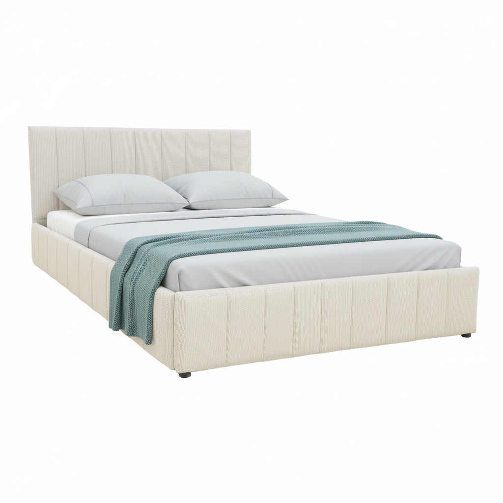 Pat cu spatiu de depozitare Snuggle, Gri, 160x200 cm - Bej