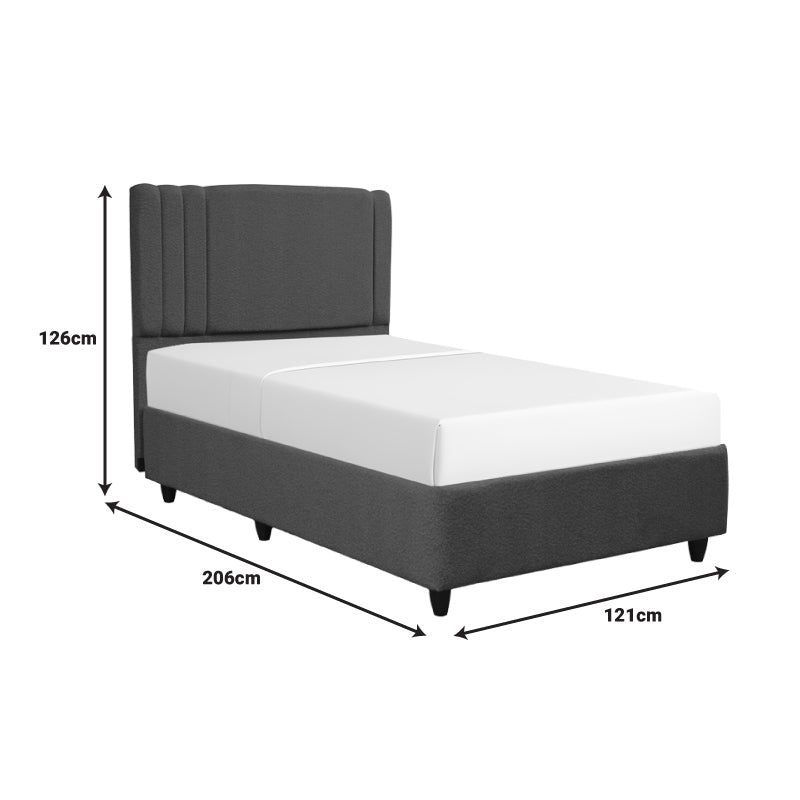 Pat cu spatiu depozitare Lineo single boucle, antracit, 120x200 cm