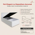 Pat de o persoana Adore Country cu loc de depozitare, Alb, 105x105x205 cm, detaliu produs