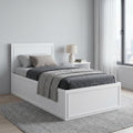 Pat de o persoana Adore Country cu loc de depozitare, Alb, 105x105x205 cm, imagine suplimentara