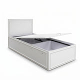 Pat de o persoana Adore Country cu loc de depozitare, Alb, 105x105x205 cm