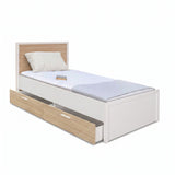 Pat de o persoana Adore London cu sertare, Alb, 113x103x204 cm