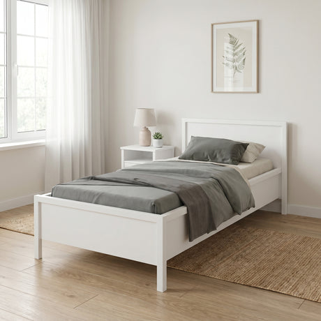 Pat de o persoana Adore Rustic, Alb, 118 x 89 x 207 cm