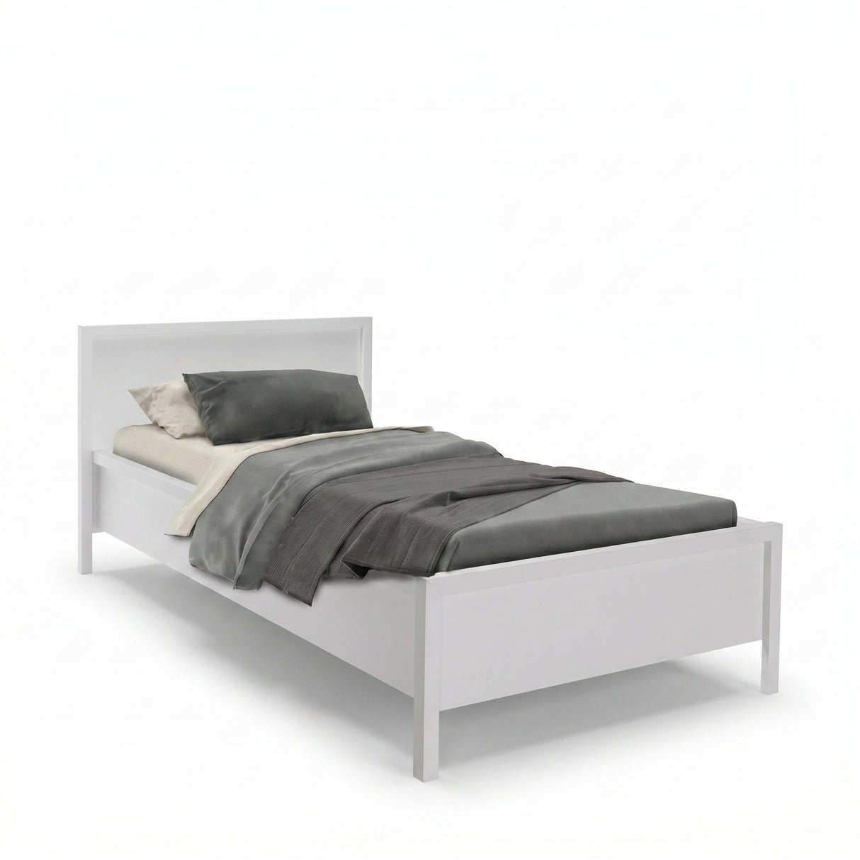 Pat de o persoana Adore Rustic, Alb, 118x89x207 cm