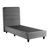 Pat de o persoana Linteda din catifea, Antracit, 90x200 cm - Antracit