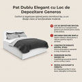Pat dublu Adore Country cu loc de depozitare, Alb, 165x110x205 cm, detaliu produs
