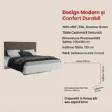 Pat dublu Adore Oryana, 171x120x206 cm - Alb