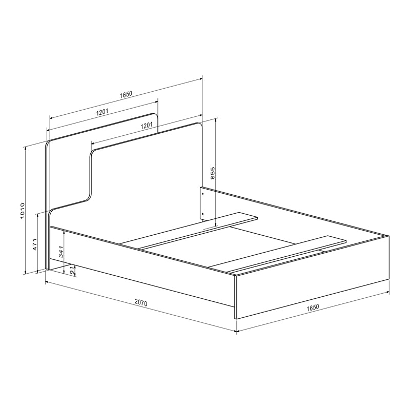 Pat dublu Double bed Lucabel, Crem, 160x200 cm