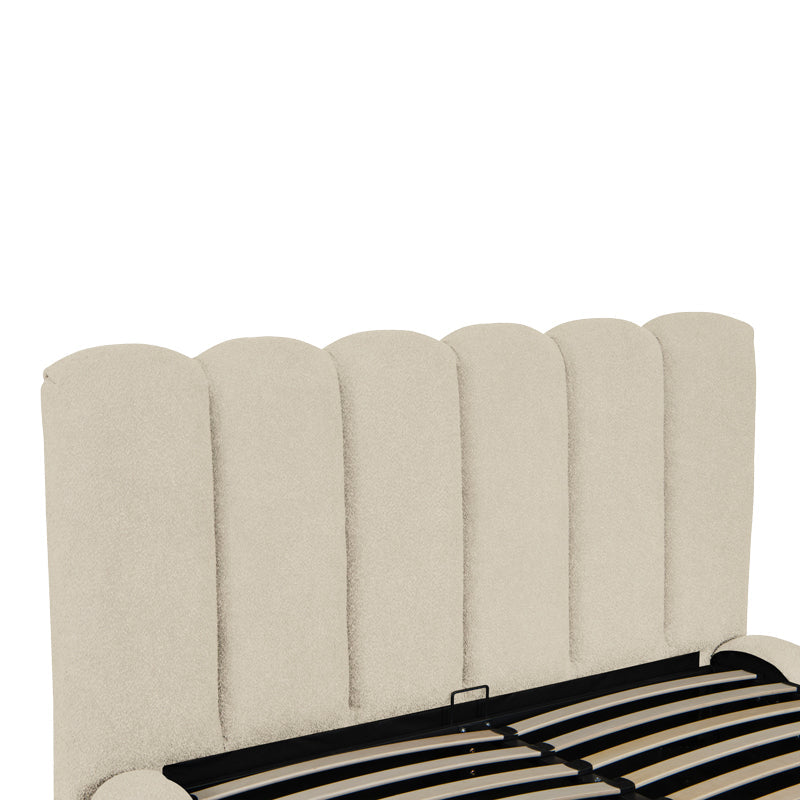 Pat dublu Nuvem din stofa boucle, cu spatiu de depozitare, Antracit, 160x200 cm - Bej