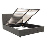 Pat dublu Roi PU cu spatiu de depozitare, 160x200 cm - Gri inchis