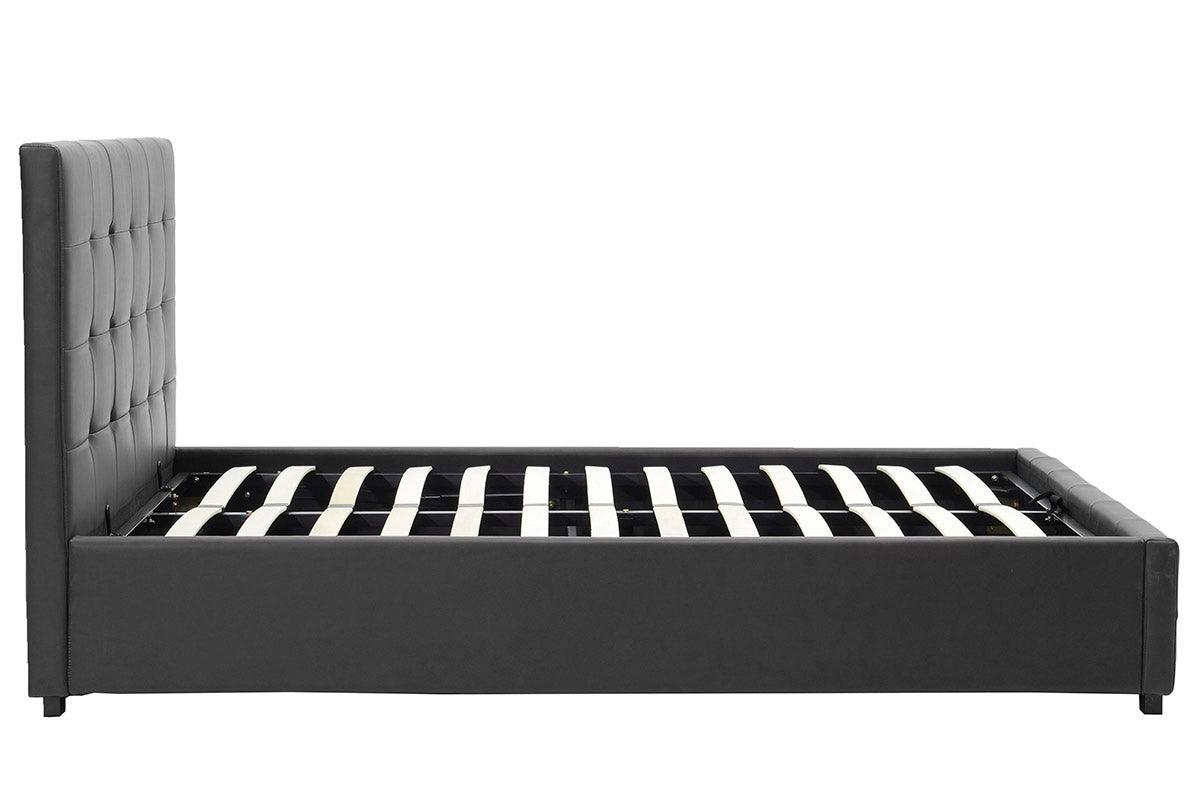 Pat dublu Roi PU cu spatiu de depozitare, 160x200 cm - Negru