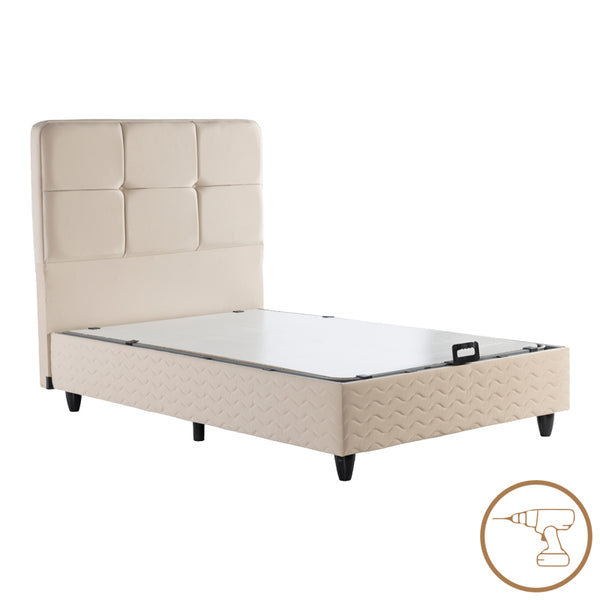 Pat dublu Semi-Double bed Punto, Crem, 120x200 cm