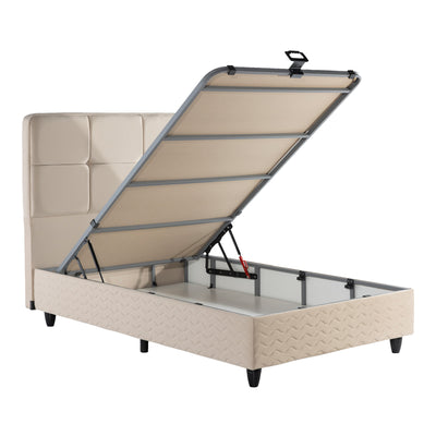 Pat dublu Semi-Double bed Punto, Crem, 120x200 cm Pakoworld, detaliu material si proportii, Pat Dublu, culoare Crem