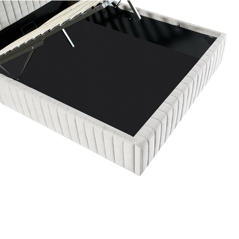 Pat dublu Zilin din tesatura, Gri - Gri inchis, 160x200 cm - Gri